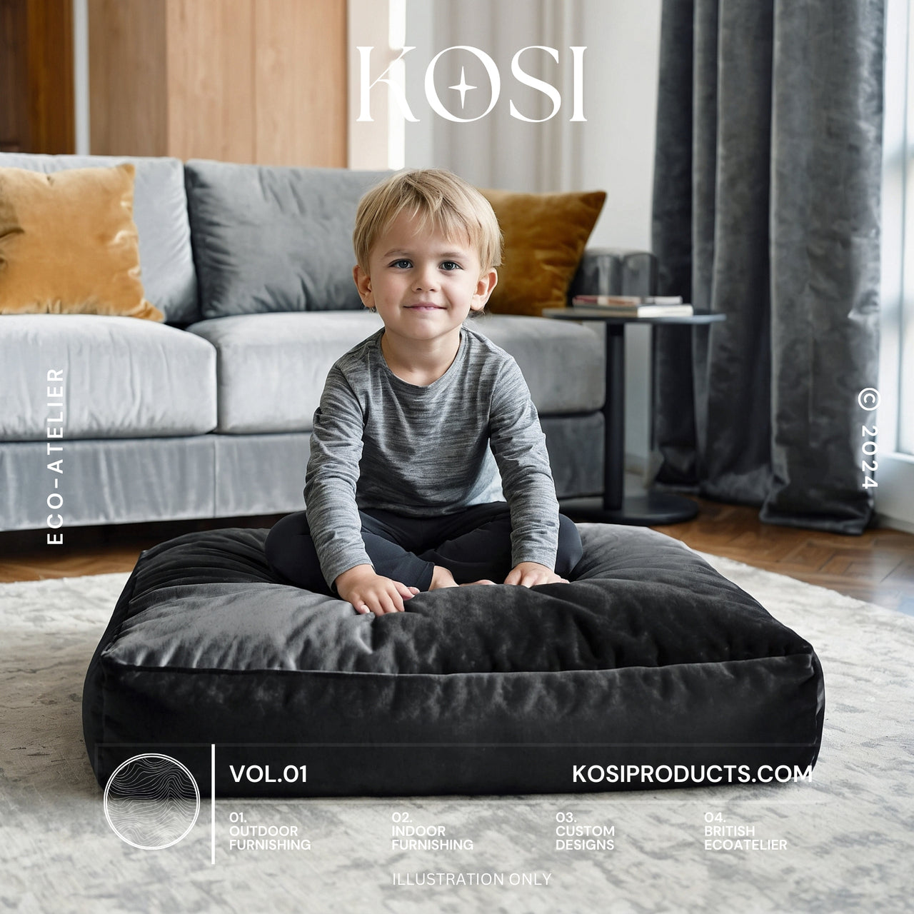 Bean Bag Ottomon, Plus Velvet Footstool, Square Pouf