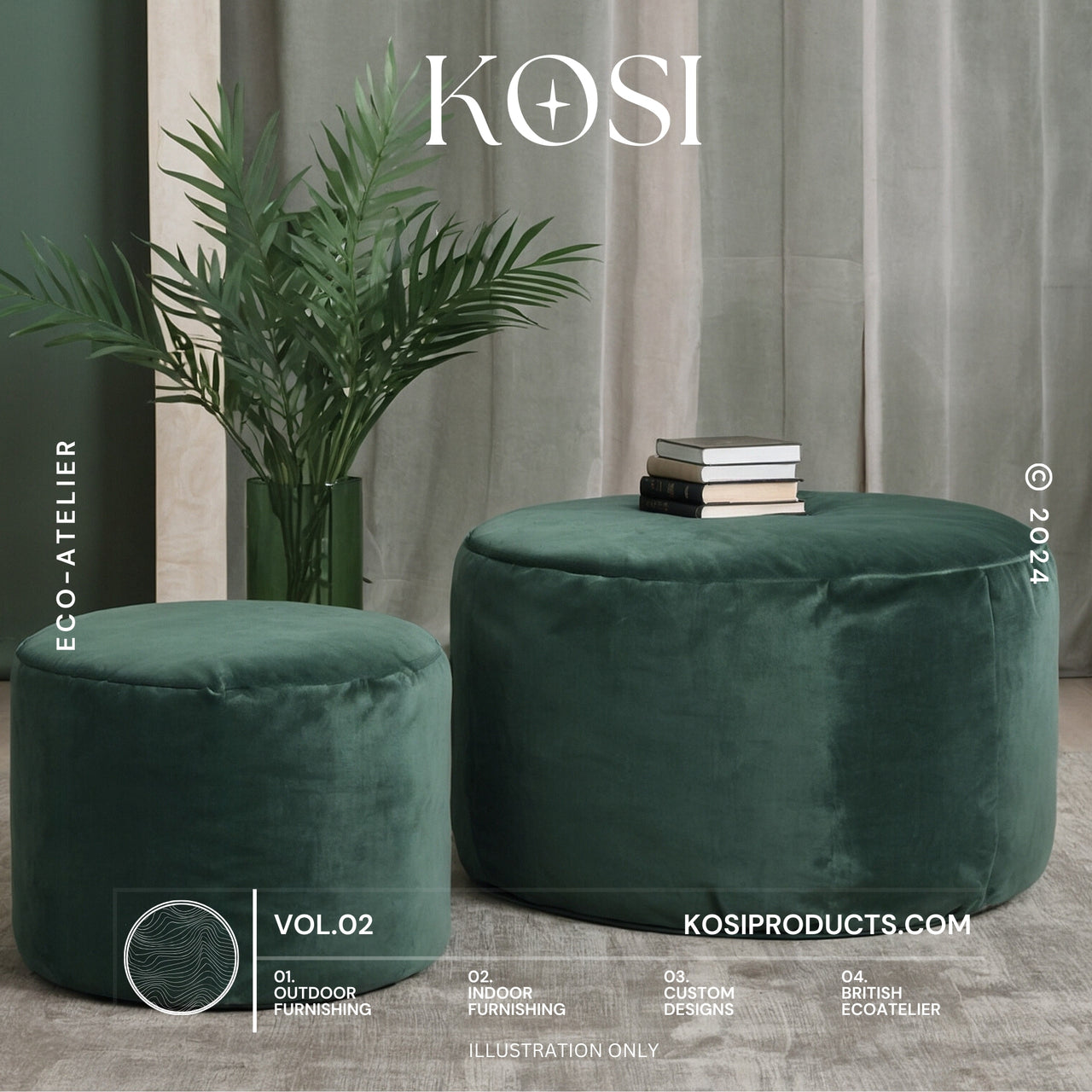 Bean Bag Round Ottomon, Plush Velvet Footstool, Circle Pouf