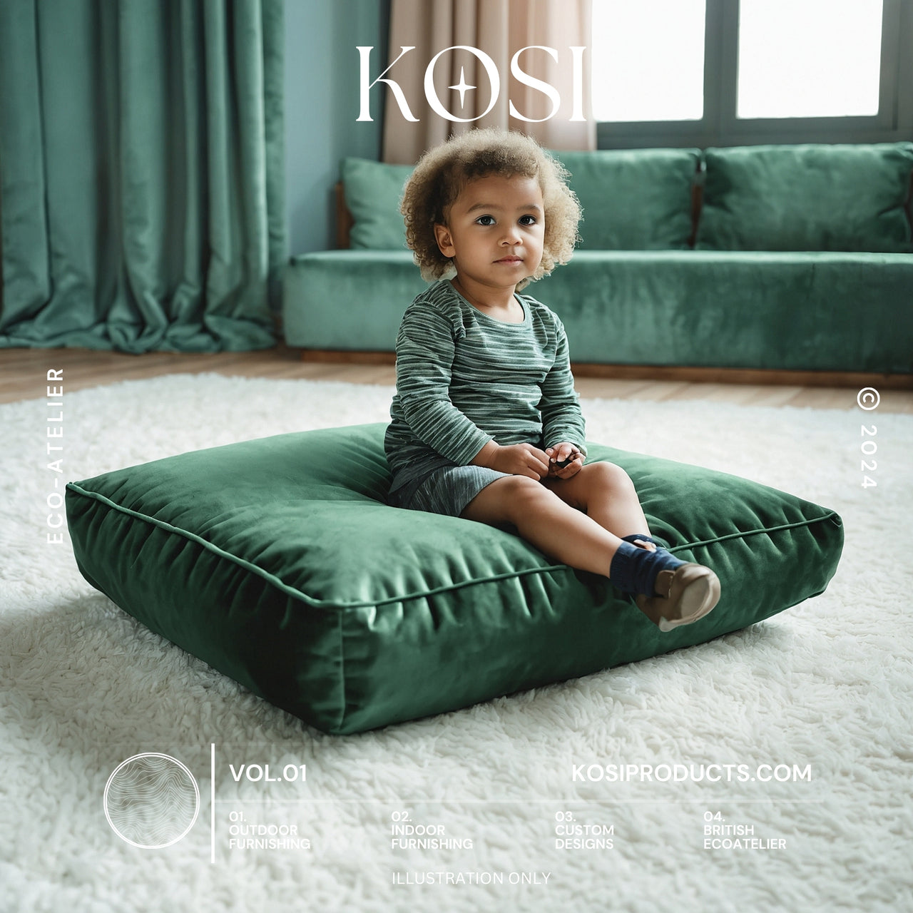 Bean Bag Ottomon, Plus Velvet Footstool, Square Pouf