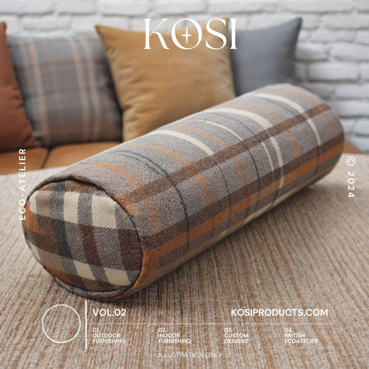 Bolster Cushions, Faux Wool Cushions, Round Cushions