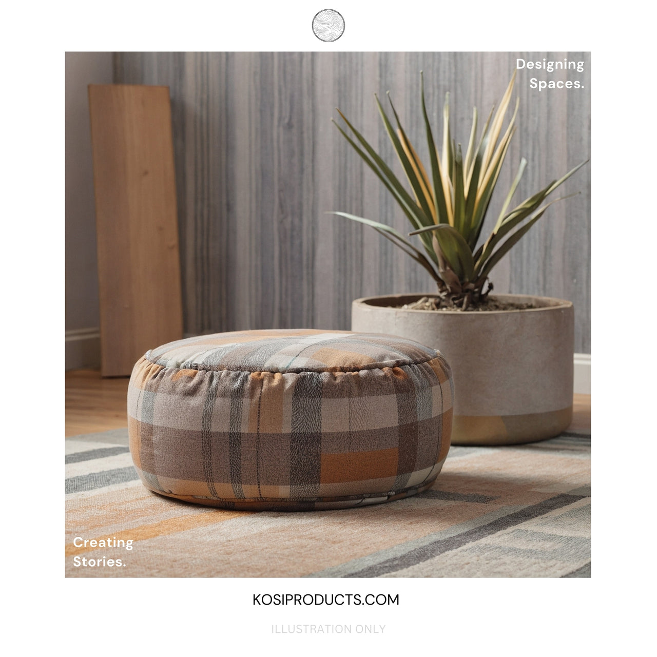 Bean Bag Round Ottomon, Faux Wool Footstool, Circle Pouf