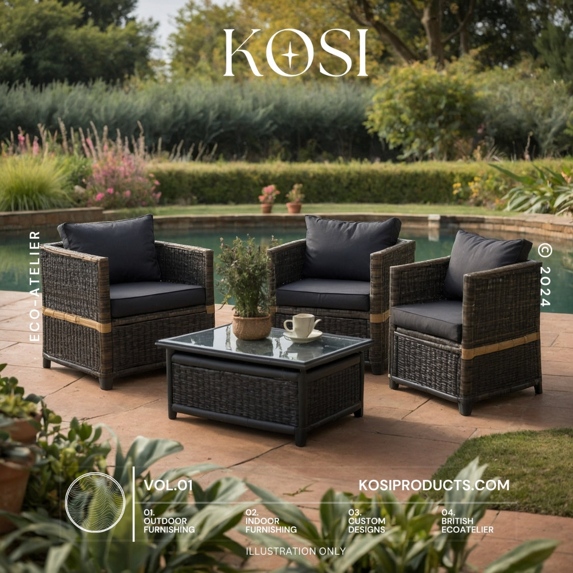 Custom Bespoke Rattan Seating Cushion Pads Made to Measure