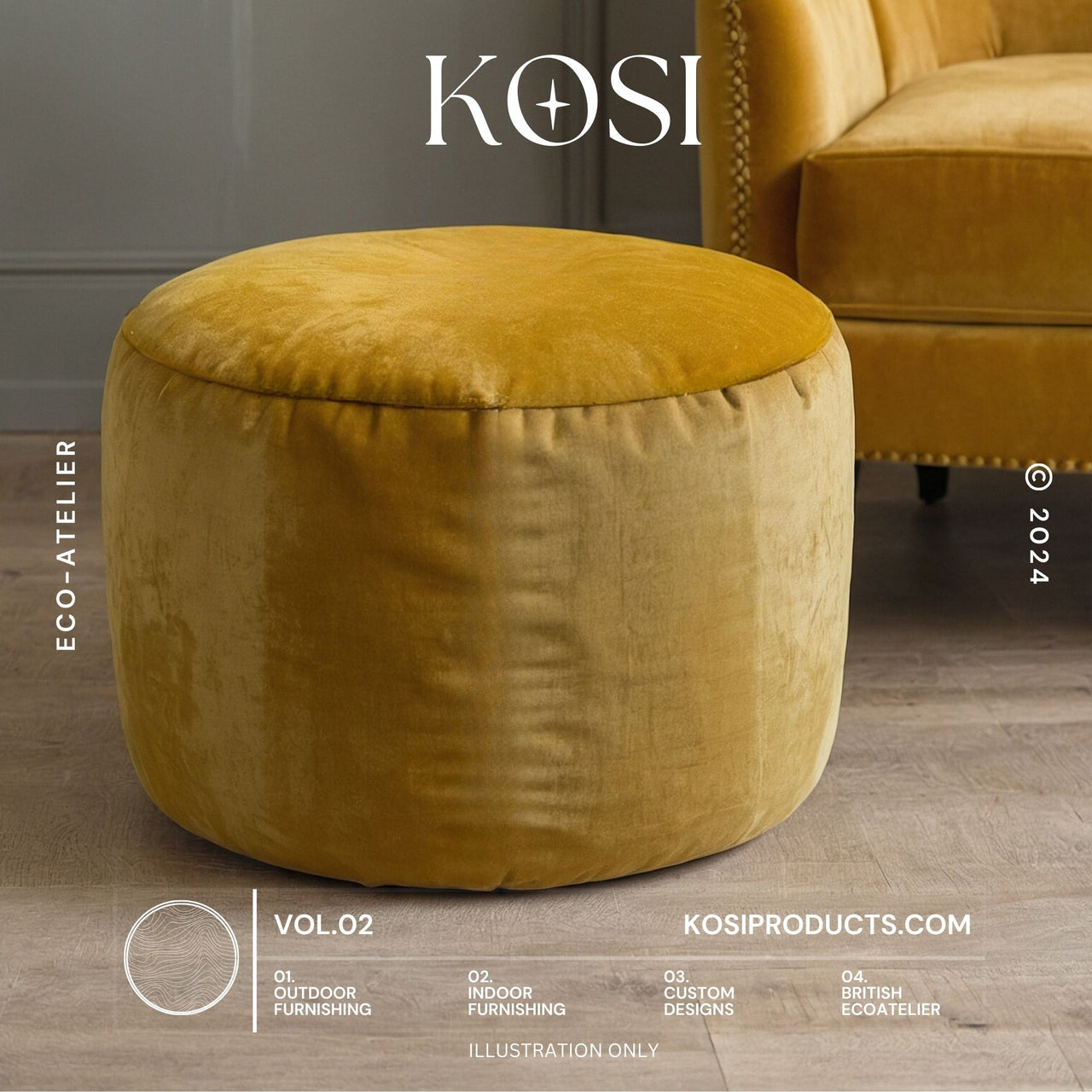 Bean Bag Round Ottomon, Plush Velvet Footstool, Circle Pouf
