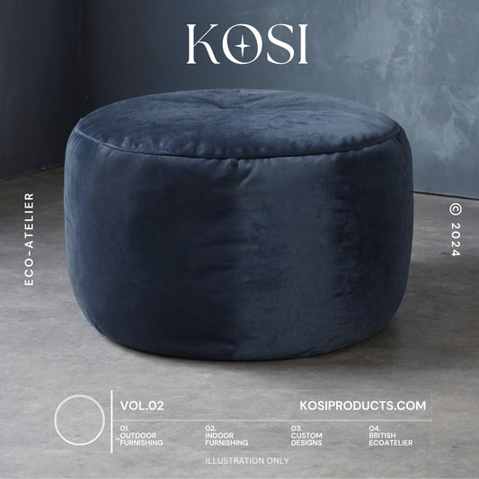 Bean Bag Round Ottomon, Plush Velvet Footstool, Circle Pouf