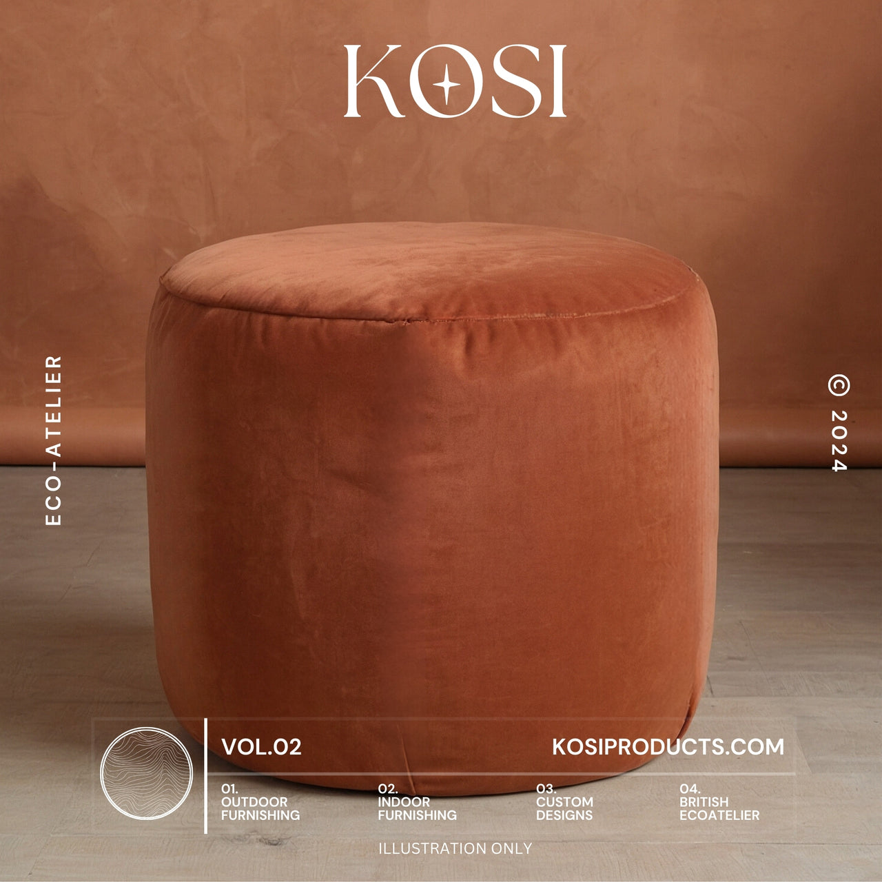 Bean Bag Round Ottomon, Plush Velvet Footstool, Circle Pouf