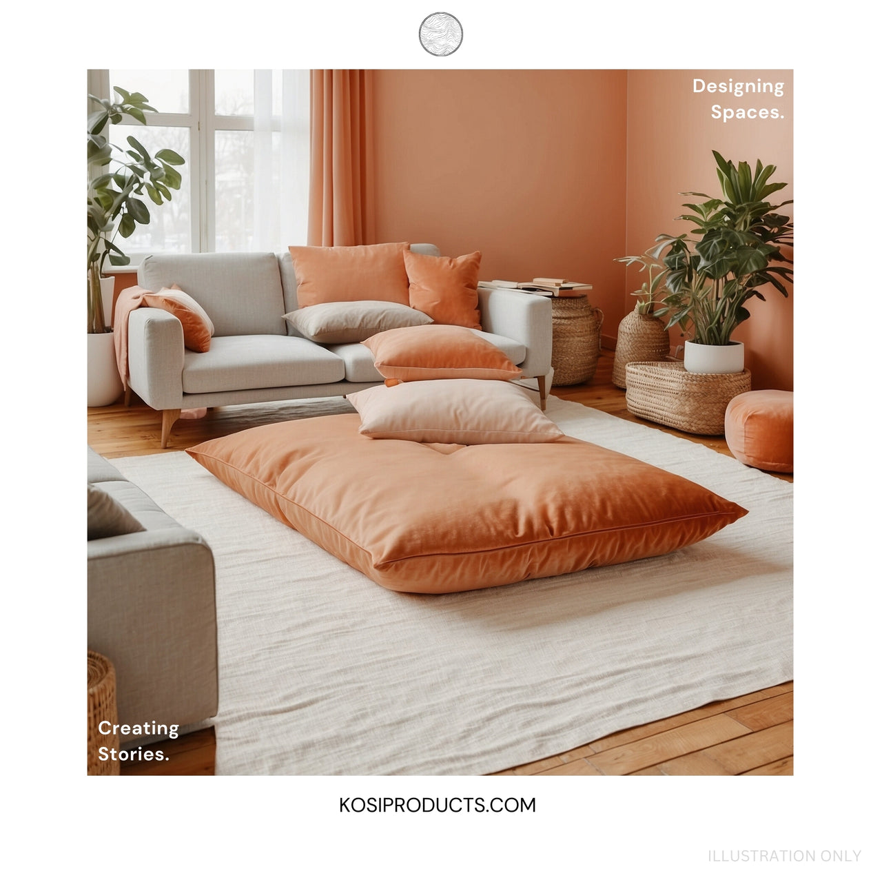 Floor Cushions Square, Plush Velvet Cushions, Floor Pillows