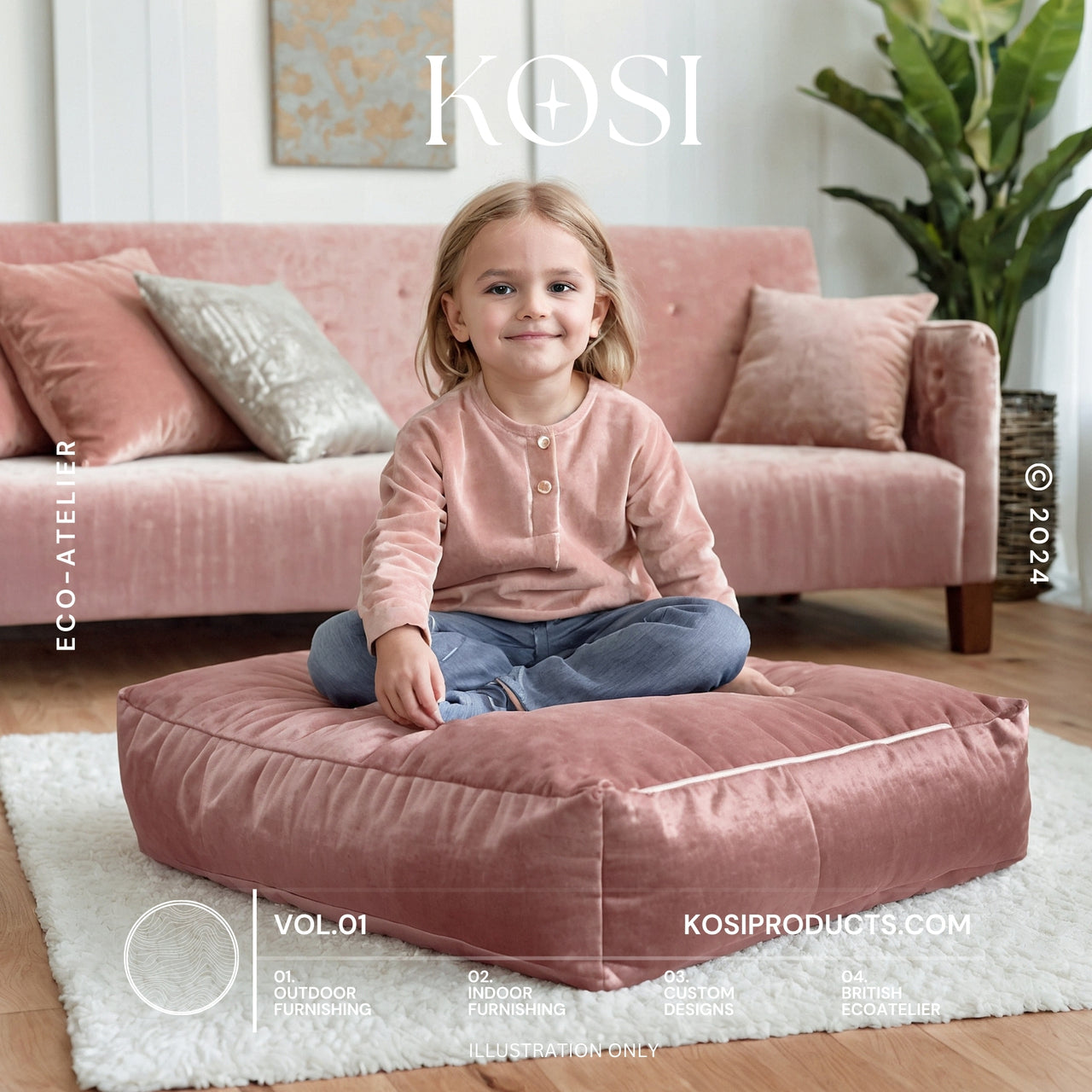 Bean Bag Ottomon, Plus Velvet Footstool, Square Pouf